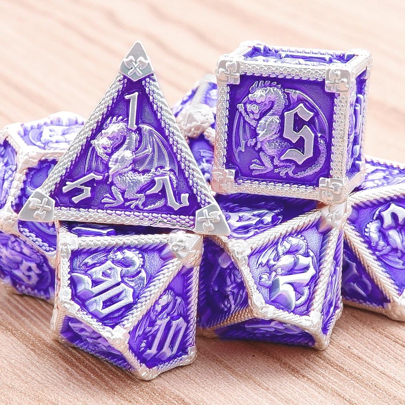 AUSTOR 7-Die Metal DND Dice Set Dungeons and Dragons Polyhedral Roll Playing Dice with Box D20 D12 D10 D% D8 D6 D4 for Pathfinder MTG RPG Board Games - Image 5
